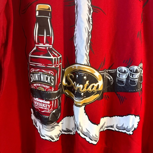 Holiday Fleece Red Saint Nick Whiskey Ugly Christmas Sweater, size 2XL - Picture 4 of 8